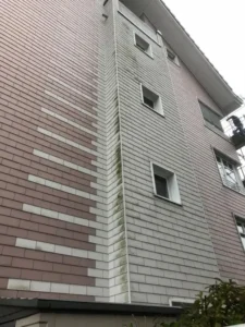 Fassade vor der Reinigung mit Schmutz und Ablagerungen